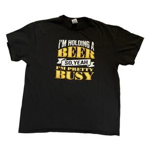 I’m Holding a Beer so yeah, I’m busy black graphic unisex tee size XL